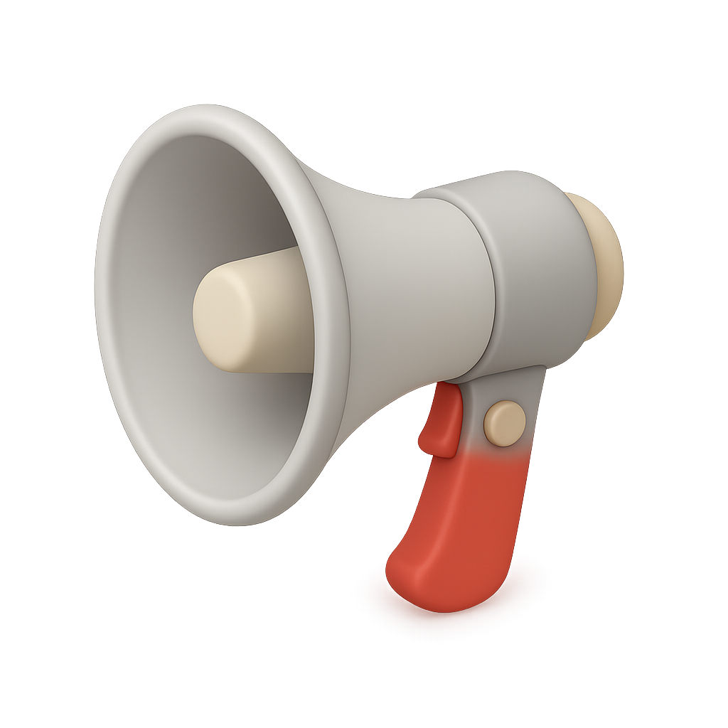 megafone representando presença e voz
